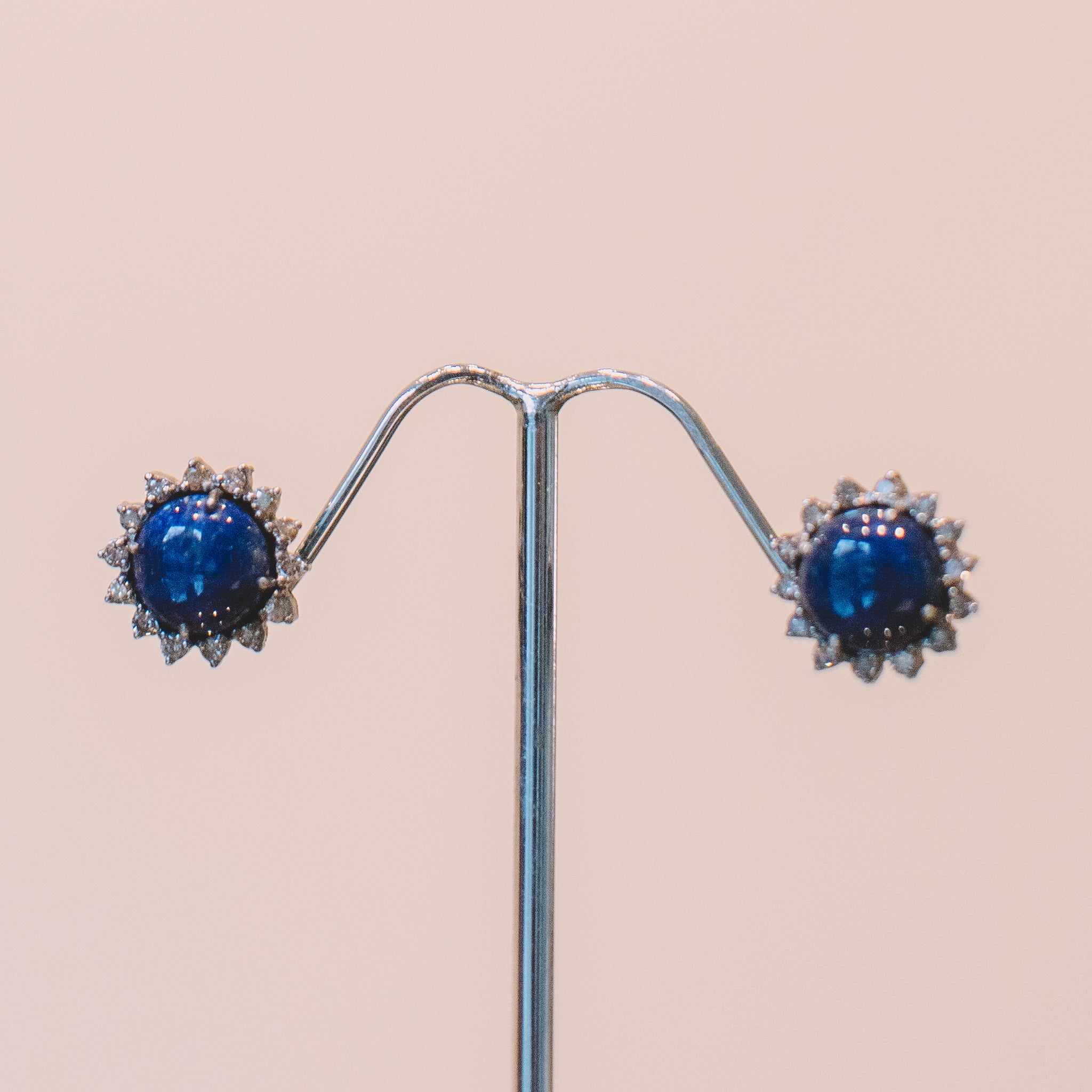 Lapis Lazuli with Diamond Studs set in Silver