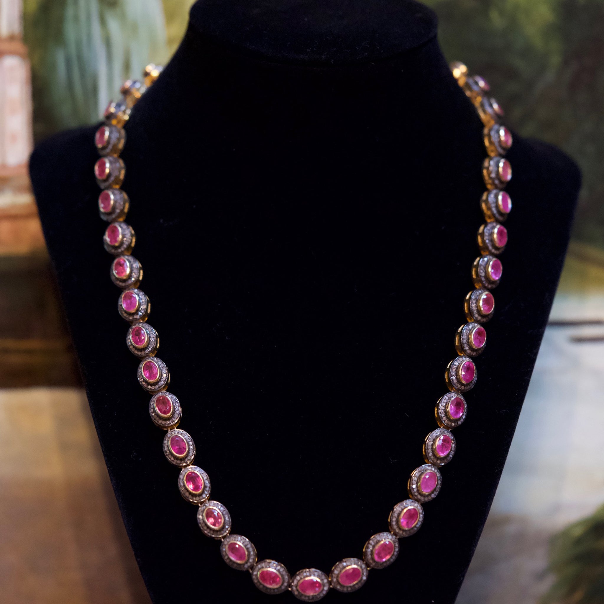Diamond and Pink Tourmaline Necklace