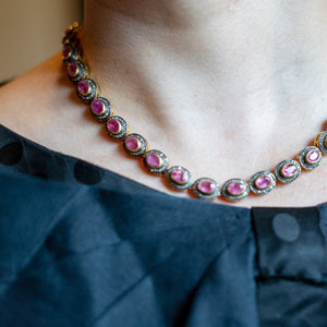 Diamond and Pink Tourmaline Necklace