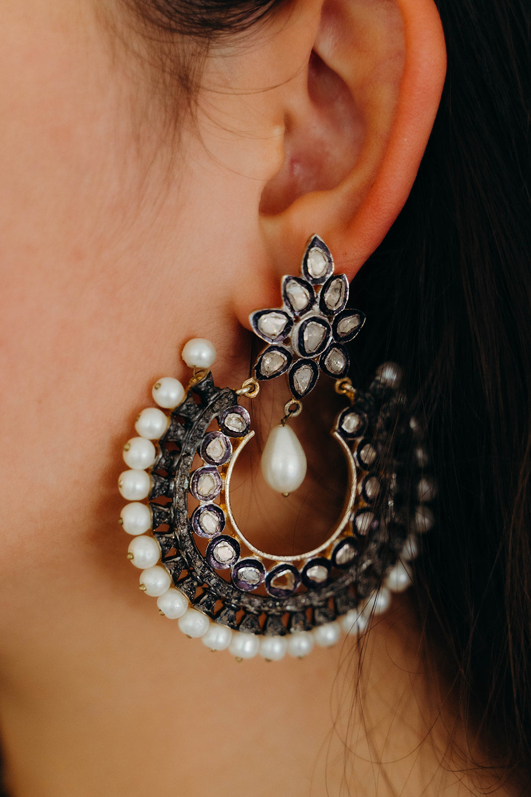 Polki with Pearl Earrings
