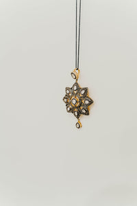 Eight Sided Star Diamond Pendant on Black Chain